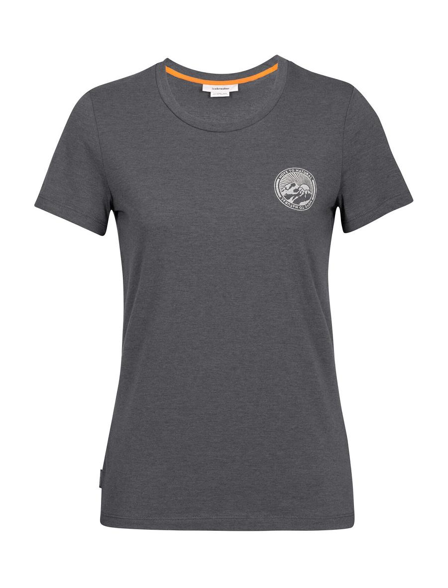 Women's Icebreaker Merino Central Classic Short Sleeve Move to Natural Mountain T Shirts Monsoon | CA 1386ILHS